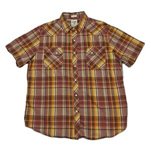 Fossil 54 Pearl Snap Western Shirt Vintage Button Down Short Sleeve Men's XL 48"